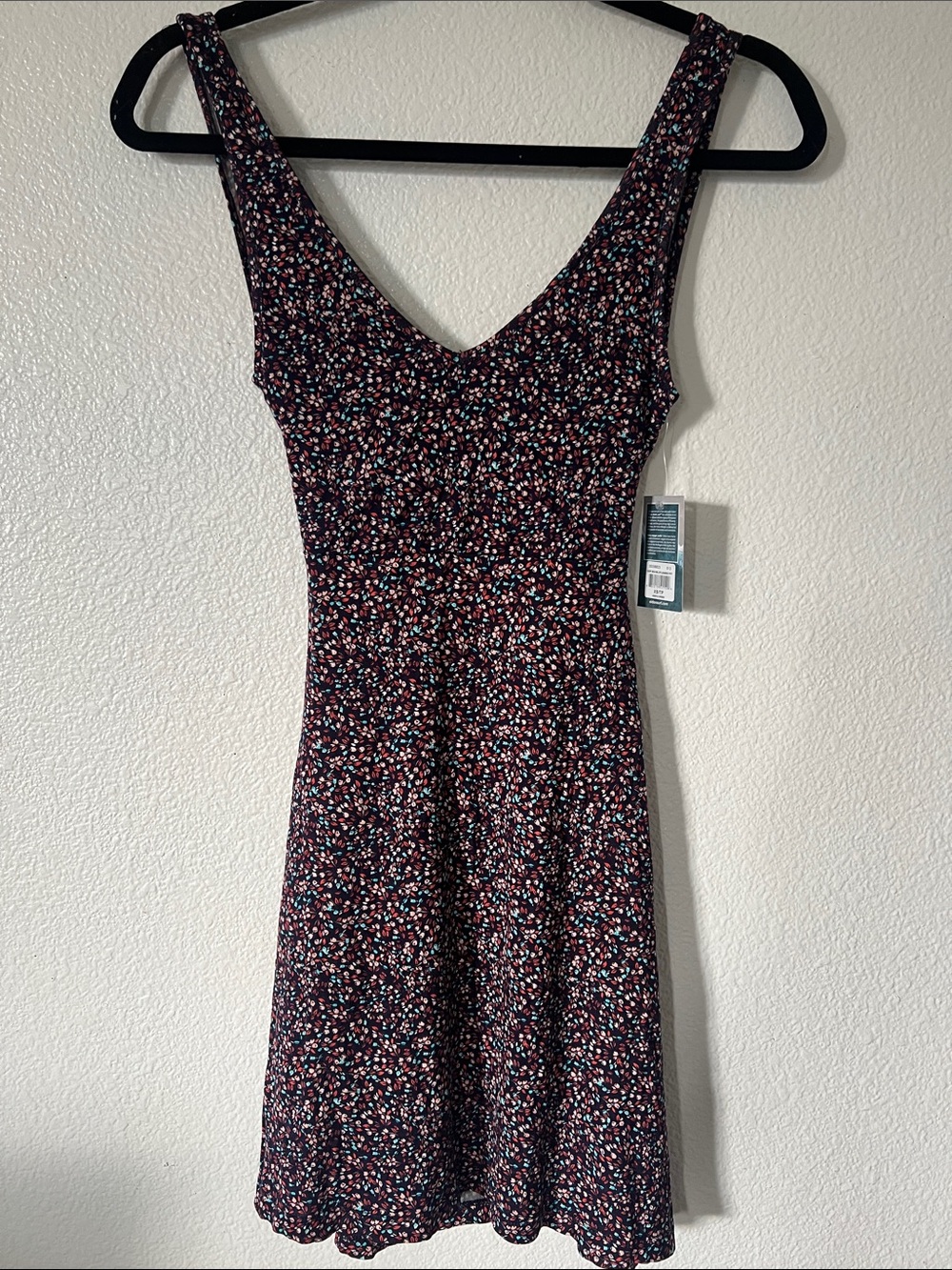 Smocked V-Neck Floral Midi Dress in Dark Navy